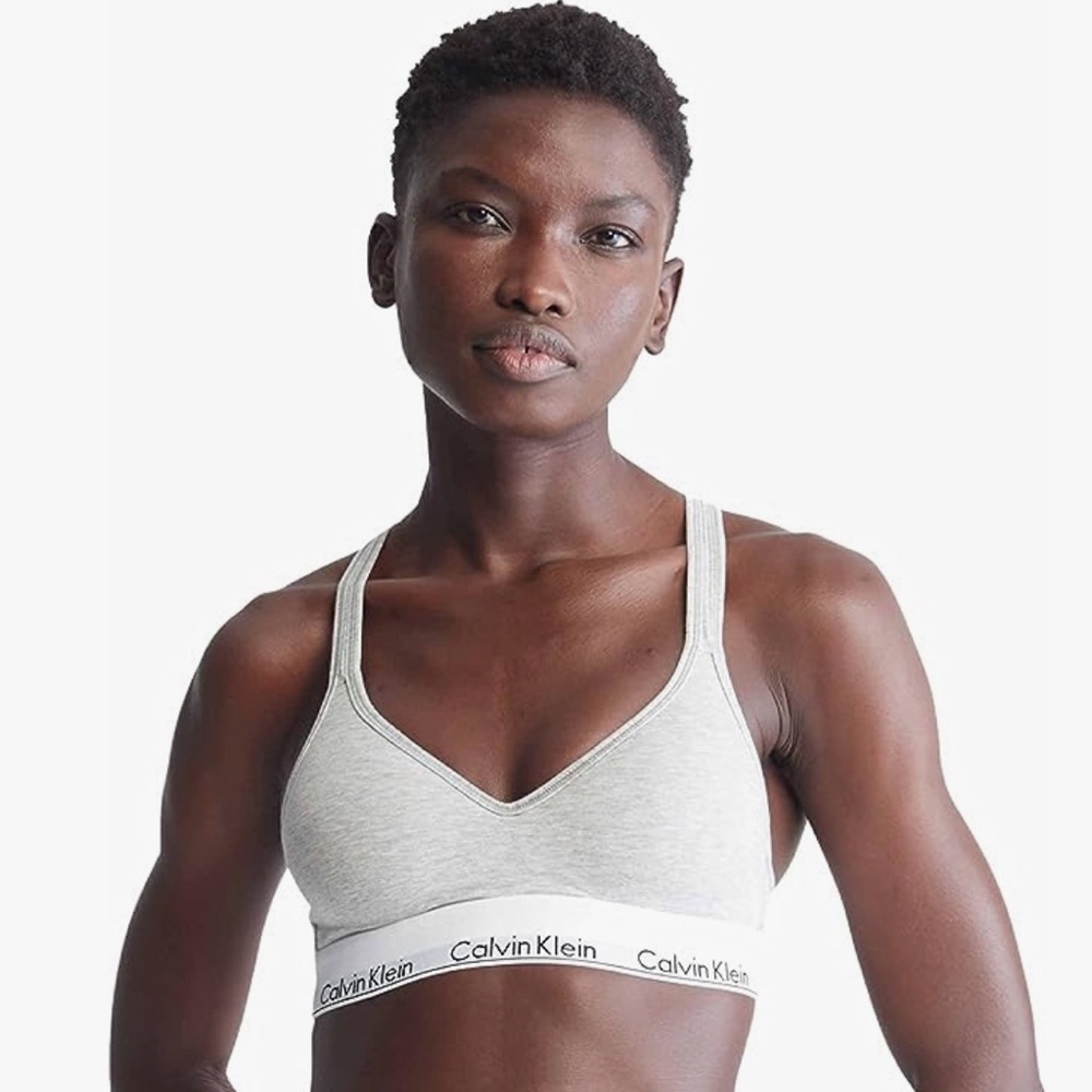 Calvin Klein Modern Cotton Lightly Lined Wireless Bralette Heather Gray
